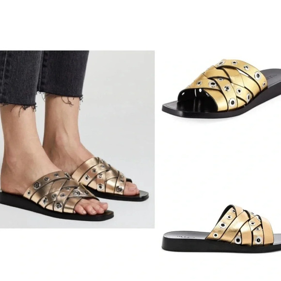 Rag & Bone Hartley Gold Grommet Sandals - Picture 1 of 8